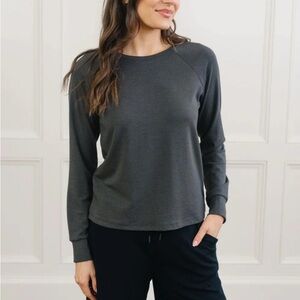 Cozy Earth Women's Bamboo Pullover Crew Charcoal XXL